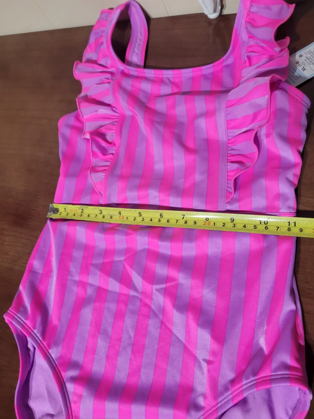Cat & Jack Teenegers' Hot Pink & Light Pink Striped Ruffle Swimsuit